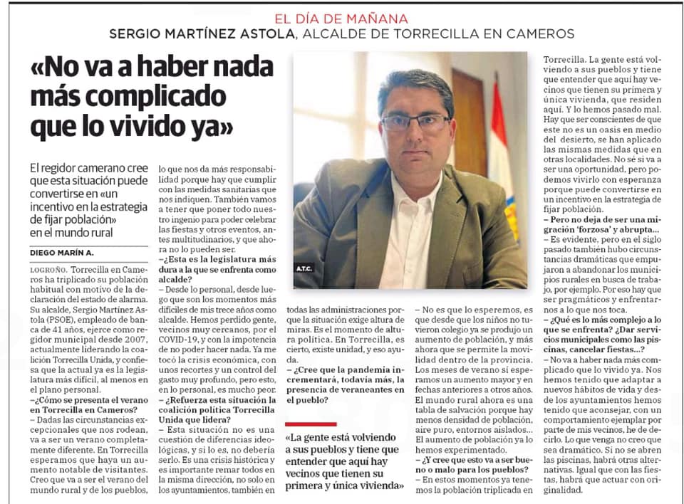 Entrevista a Sergio Martínez Astola, Alcalde de Torrecilla en Cameros